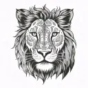 half jesus face half scarred lion tattoo design idea