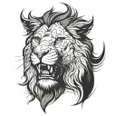 half jesus face half scarred lion tattoo design idea