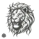 half jesus face half scarred lion tattoo design idea