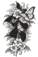 daisy bouquet with vines and butterflies tattoo design idea