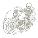 skeleton riding motorcycle with flames tattoo design idea