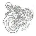 skeleton riding motorcycle with flames tattoo design idea