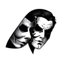 two face mask tattoo design idea