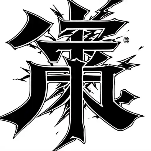 lightning bolt coming out of Japanese character for the word lightning tattoo design idea