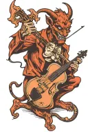 seated Devil Playing Fiddle tattoo design idea