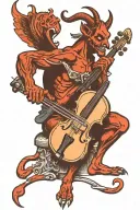 seated Devil Playing Fiddle tattoo design idea