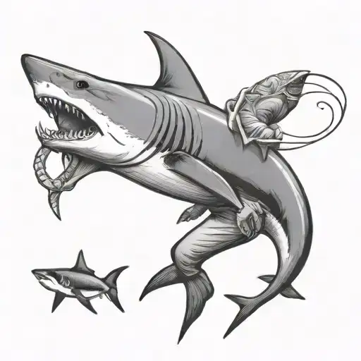 bjj and shark jumping tattoo design idea