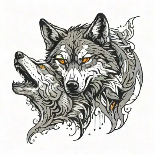 two wolves inside my mind thinking intelligence power tattoo design idea