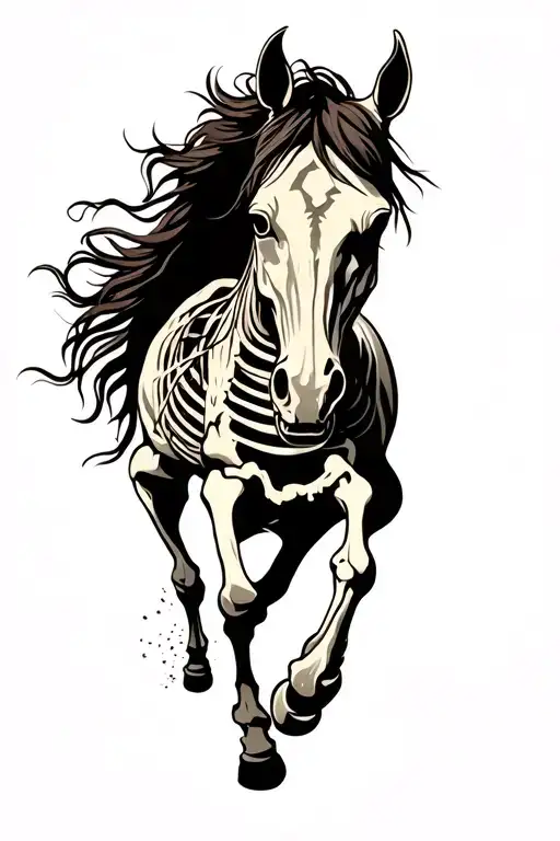 horse skeleton running alongside tattoo design idea