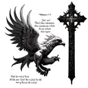 cross, with verse Philippians 4:13 - Harry Potter vibe - think castle and phoenix etc and think Jesus being the redeemer tattoo design idea