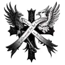 cross, with verse Philippians 4:13 - Harry Potter vibe - think castle and phoenix etc and think Jesus being the redeemer tattoo design idea