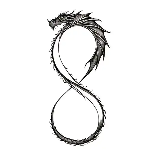 dragon infinity symbol and semi colon symbol morphing tattoo design idea