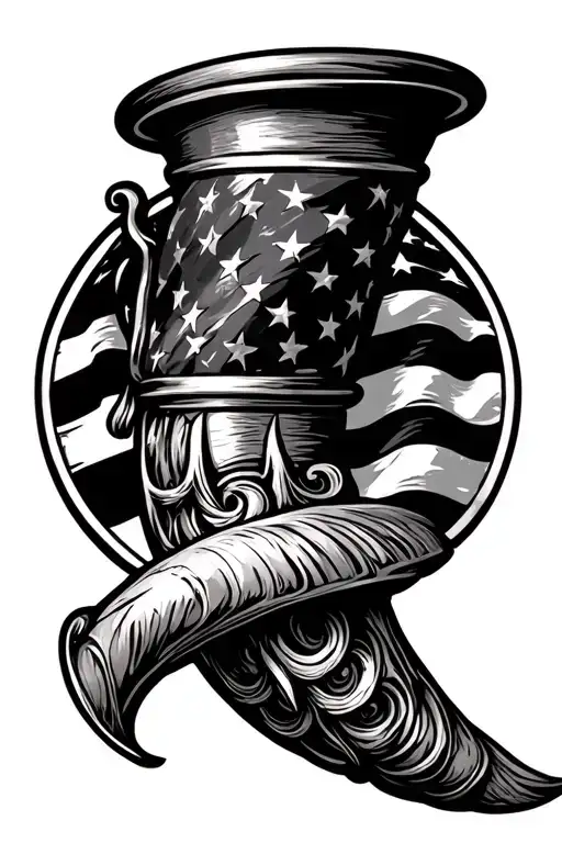 Italian horn with an american flag tattoo design idea