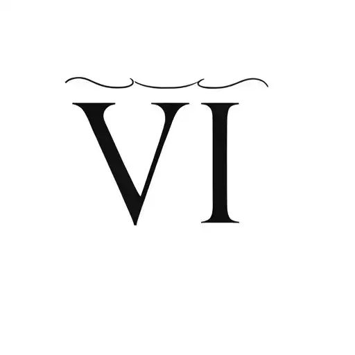 roman numerals in times new roman font 'VI' with a line on top and underline underneath, seamless to the text. no extra  tattoo design idea