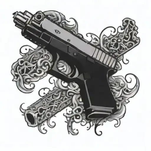 Rap themed Glock tattoo design idea