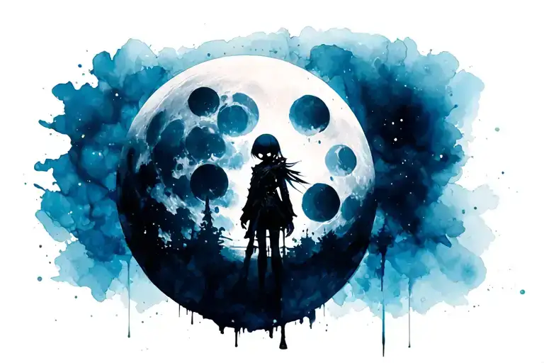 nier automata surrounded by lunar dubles tattoo design idea