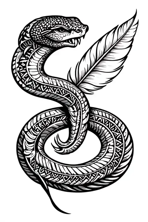 aztec feathered snake tattoo design idea