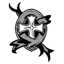 celtic cross wrapped banner ribbon across tattoo design idea