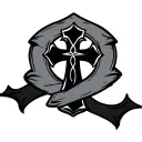 celtic cross wrapped banner ribbon across tattoo design idea