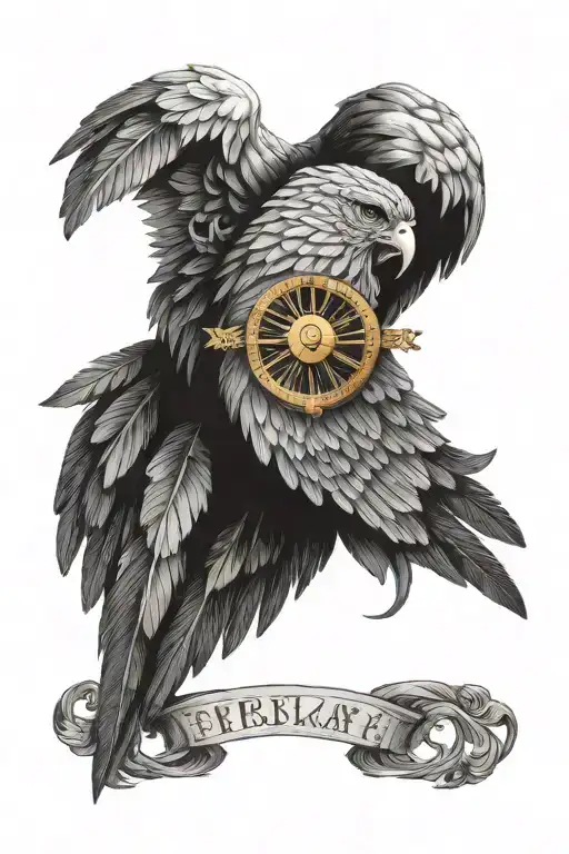 date February 19, 2018 in Roman numerals surrounded with wings tattoo design idea