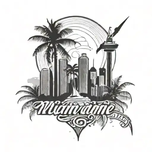 Miami Skyline tattoo design idea