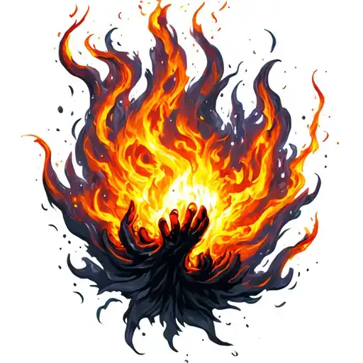 tiny fire elemental throwing fireball tattoo design idea