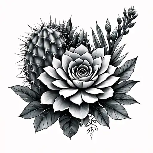 cactus and succulent feminine tattoo tattoo design idea