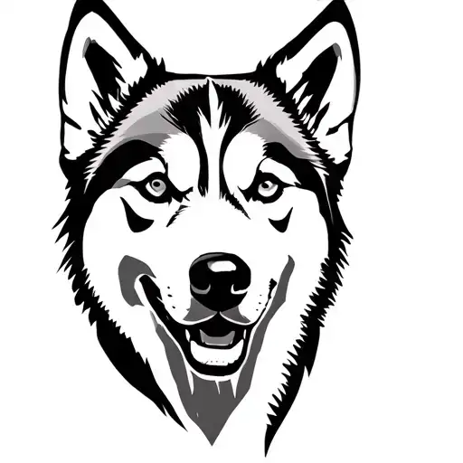 husky face tattoo design idea
