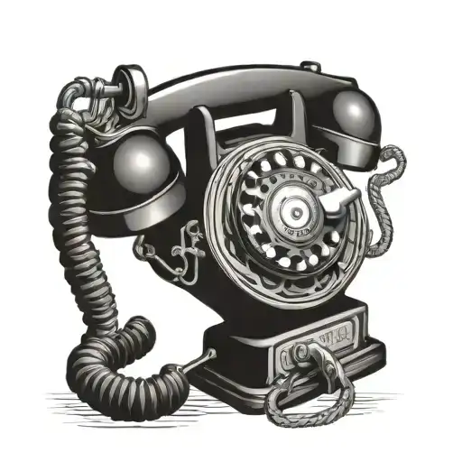 rotary phone with phone hanging off  tattoo design idea