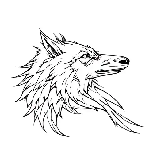 raven and wolf tattoo design idea