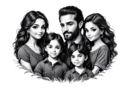 Meier in middle of a family of 4 (mom, dad, and 2 sons) tattoo design idea