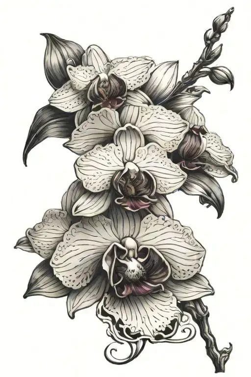 orchid growing from oil tattoo design idea