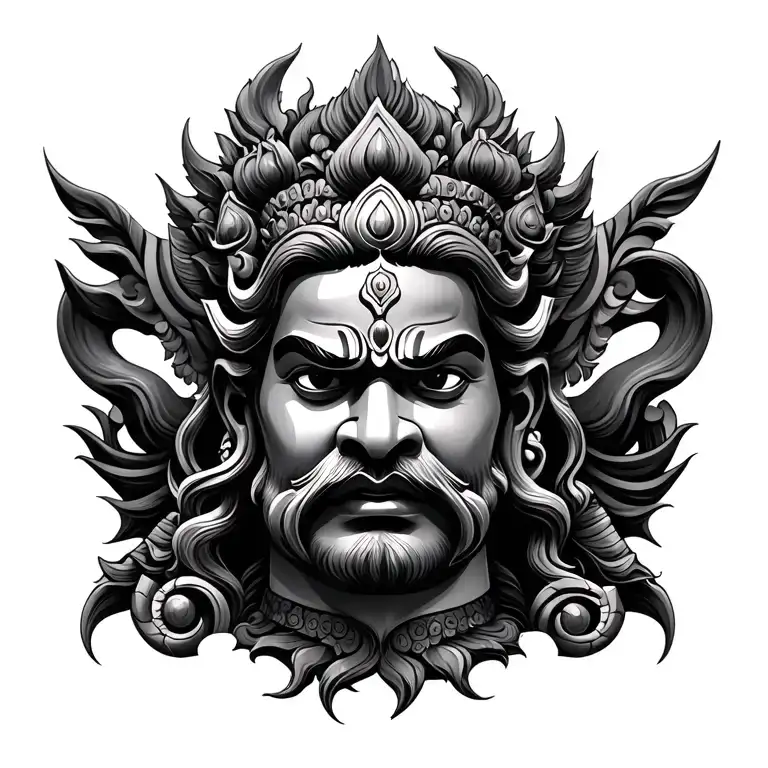 Bhairav statue in a mysterious tattoo design idea