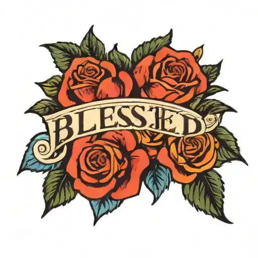 the word "blessed" tattoo design idea