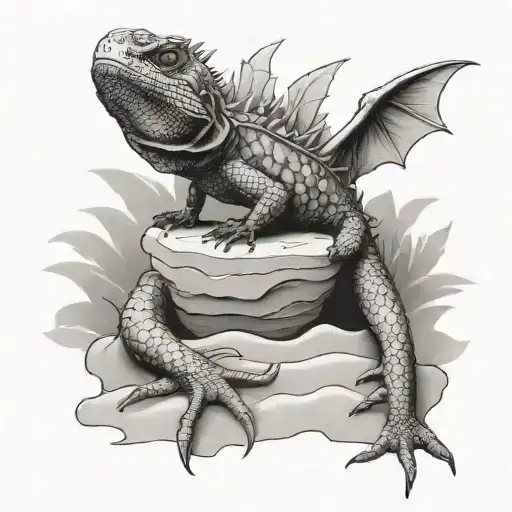 lizard building a sand castle tattoo design idea