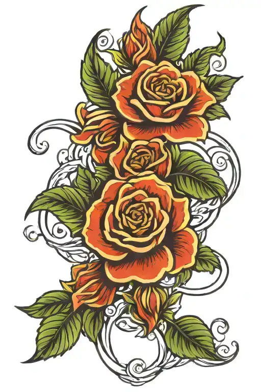 kevin name incorporated flowers intertwined tattoo design idea