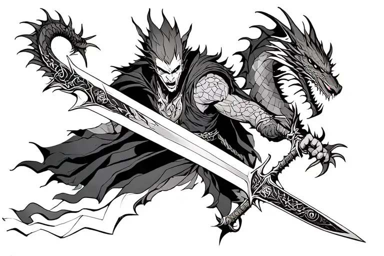 Guts wielding the Dragon Slayer sword from Berserk tattoo design idea