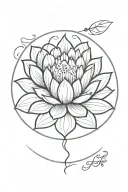 A lotus flower in a circle tattoo mini tattoo design idea