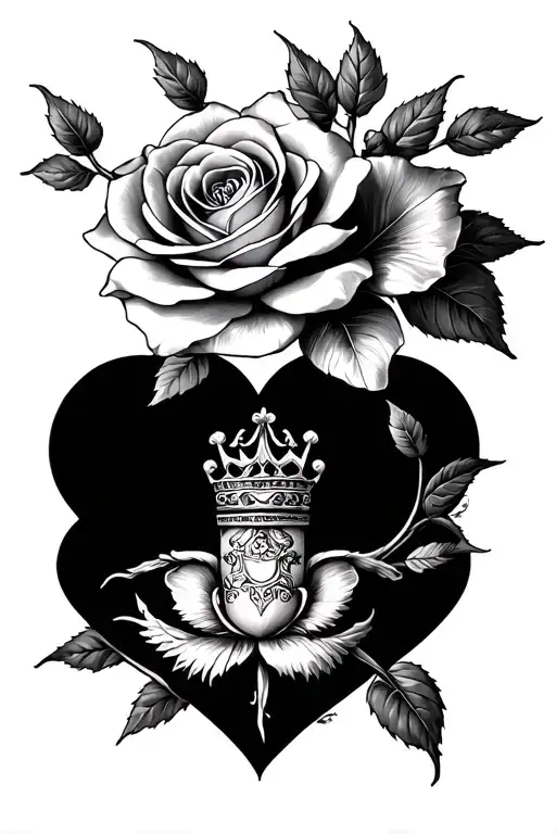 Cherry Blossoms, King of hearts, and a rose  tattoo design idea