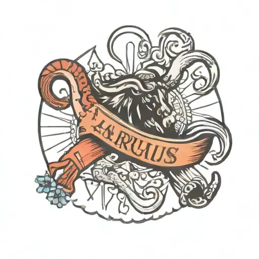 Taurus and aquarius cancer ribbon tattoo design idea