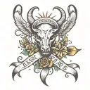 Taurus and aquarius cancer ribbon tattoo design idea