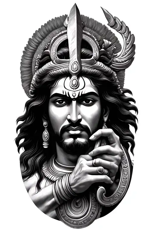 Shiva's Trishul with Dan Maru Vasuki Coiling Up The Trishul tattoo design idea