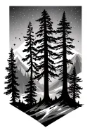 geometric wilderness Sequoia trees tattoo design idea