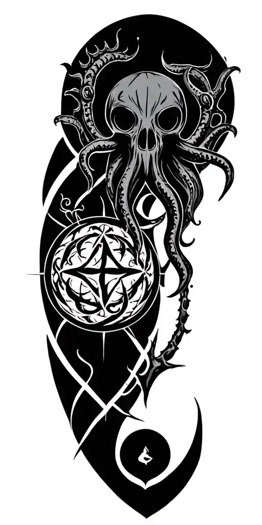 Cthulhu Symbols, the Elder Sign, Lovecraftian, Necromomicon Sigil tattoo design idea