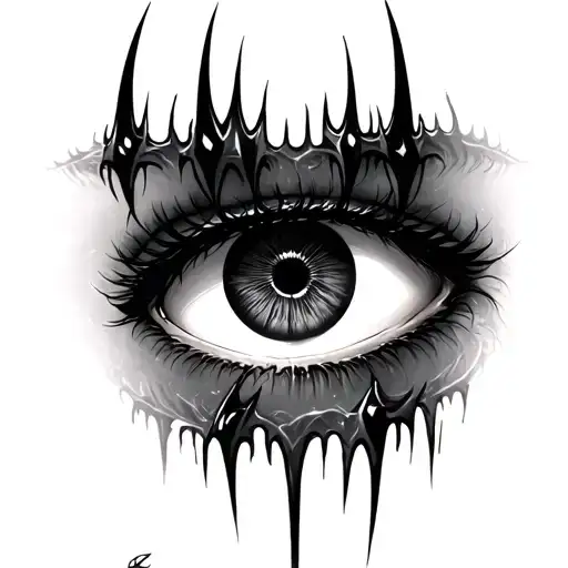girl eyes with claw marks tattoo design idea