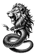 snake and lion tattoo design idea