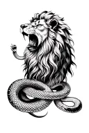 snake and lion tattoo design idea
