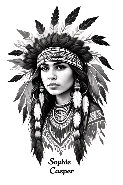 "Sophie Casper " native American with names incorporated within tattoo design idea