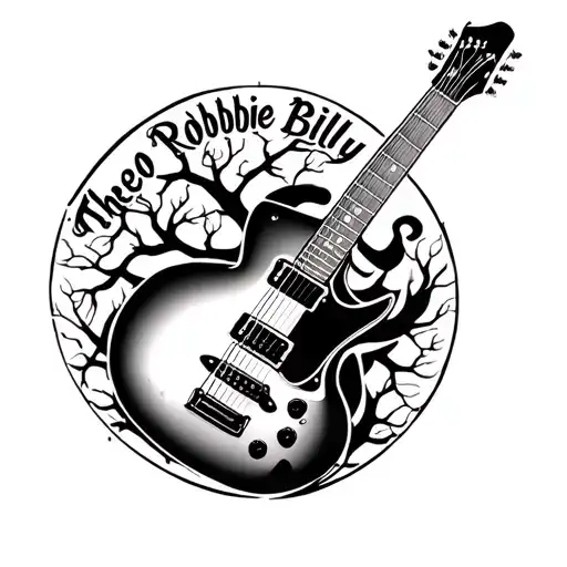 "Theo Robbie Billy" guitar tree of life intertwined  tattoo design idea