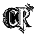 "C R" Guitar Memorial tattoo design idea